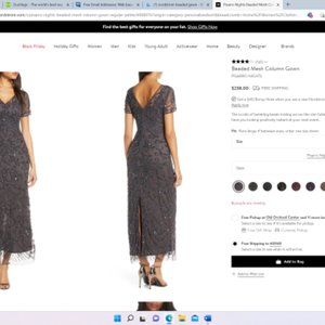 Slate Grey Beaded Gown Size 12 Pisarro
